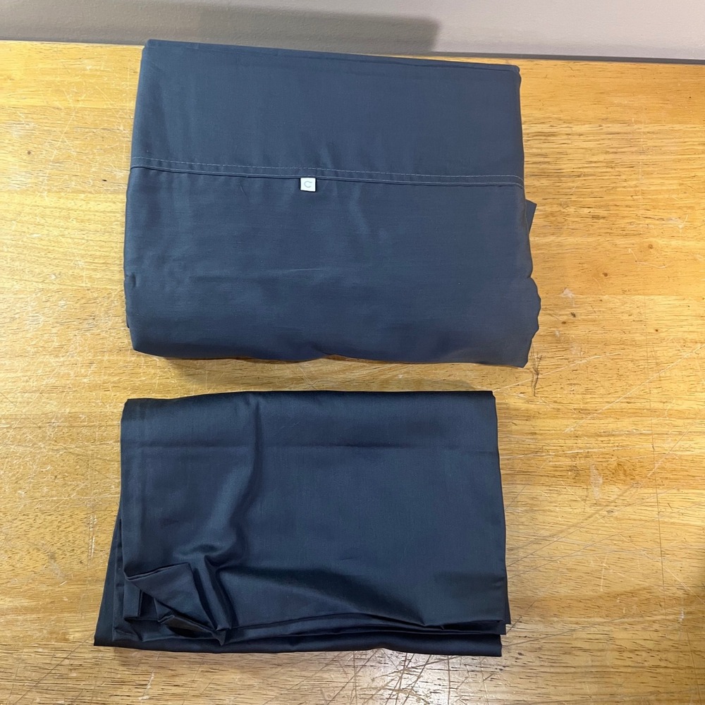 Casper Black Sateen Flat Sheet & Pillowcase Set Full Queen 100% Organic Cotton